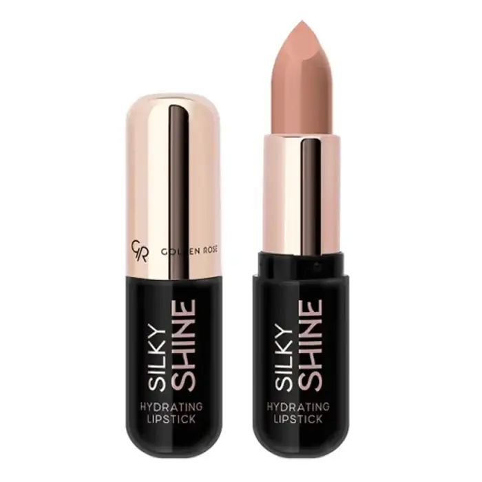 رژ لب جامد مخملی براق گلدن رز مدل Silky Shine Hydrating